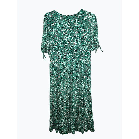Torrid Green Printed Short Sleeve A-line Polka Dot Stretch Wrap Midi Dress 1X - Picture 3 of 15